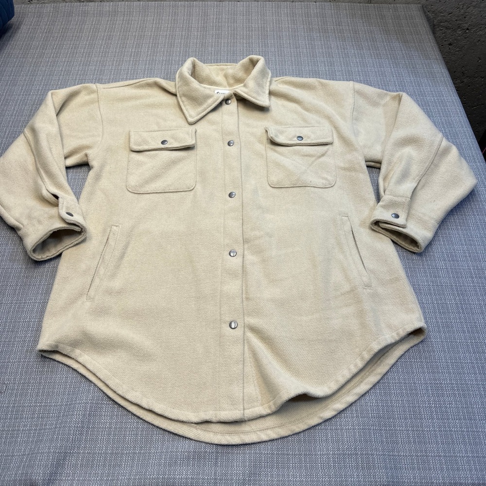 Fornia Oversized Shacket Jacket Womens Medium Shirt Snap Button Fleece Layering